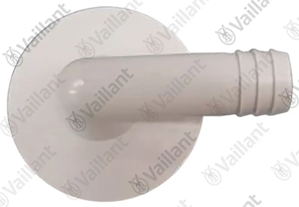 Vaillant Rohrbogen in neutraler Farbe mit einem abgewinkelten Anschlussstück und einer runden Basis zur Verbindung von Klimaanlagenrohren.